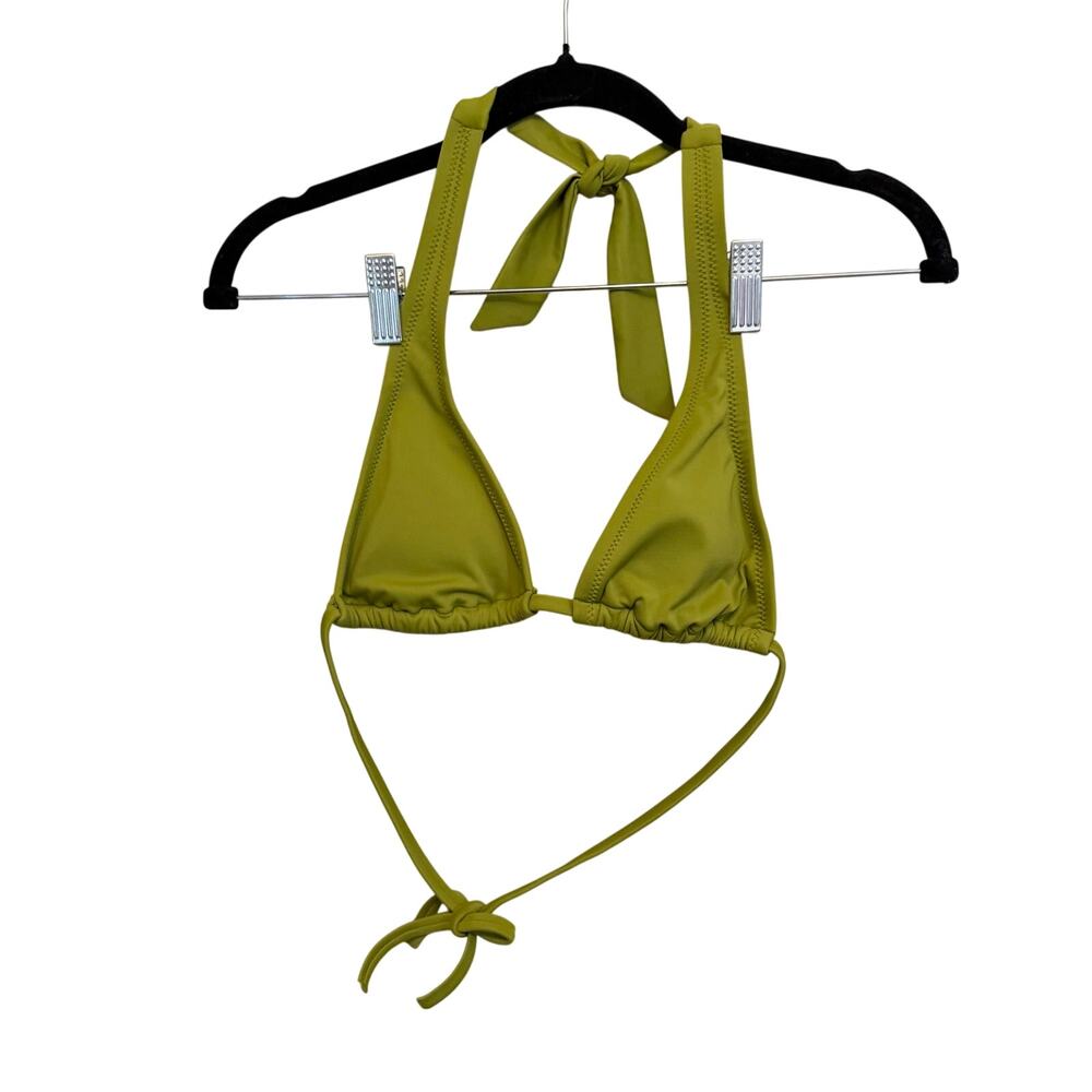 Lands' End Canvas Bikini Top Size XXS Green Halter Triangle Swimsuit Beachwear